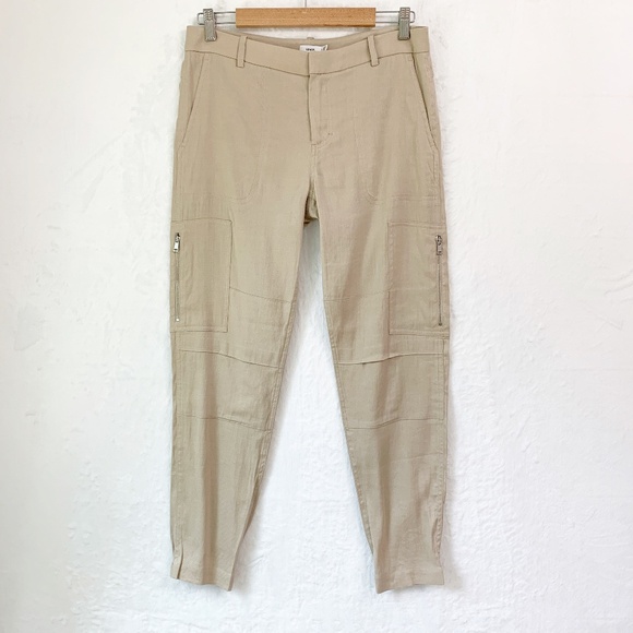 Vince Women's Linen Blend Cargo Jogger Trouser Pants Khaki Sz 4 - Picture 1 of 13